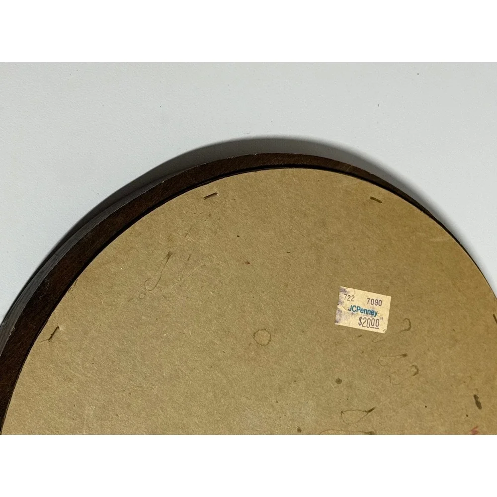 VTG Celestial Moon and Stars Round Wood Wall‎ Mirror Boho Whimsical 12